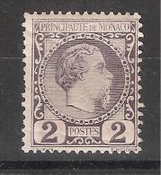 MONACO 1885, Charles III, Yvert N° 2 , 2 C Violet Gris, Obl ,B/TB Quasi TB,, Cote 85 Euros - Nuevos