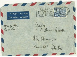 STORIA POSTALE - 1951 - ANNULLO PUBBLICITARIO -ZURICH STADT DER SCHOREN GESCHAFTE - AIR MAIL - ISTITUTO VOLONTà - - Luftpost