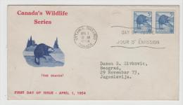 CFD026 / KANADA -  FDC Wildlife  1. April 1954, Biber - 1952-1960