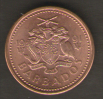 BARBADOS 1 CENT 1991 - Barbados (Barbuda)