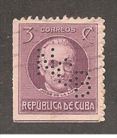 Perforadas/perfin/perfore/lochung Republica De Cuba 1917 3 Cts Scott 267 Edifil 207 NCB  National City Bank Of New York - Gebruikt
