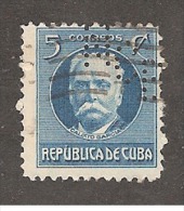 Perforadas/perfin/perfore/lochung Republica De Cuba 1917 5 Centavos Scott 268 Edifil 208 NCB National City Bank - Gebruikt