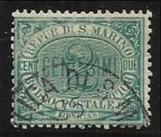 1877 San Marino - Saint Marin CIFRA O STEMMA 2c Verde (1) Usato USED - Usados