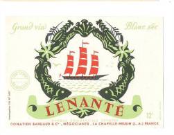 Etiquettes   De  Vin Blanc Sec -   Lenanté -  Donatien Bahuaud à La Chapelle Heulin (44)- Thème Bateau, Fruits De Mer - Barcos De Vela & Veleros