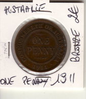 AUSTRALIE ONE PENNY BRONZE 1911 - Otros & Sin Clasificación