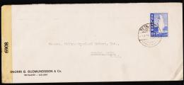 1943. Geysir. 60 Aur Blue. Perf. 14 EXAMINED BY 6908. To Toledo, Ohio, USA.  (Michel: 229A) - JF177235 - Lettres & Documents