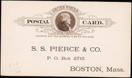 188?. UNITED STATES POSTAL CARD ONE CENT S.S. PIERCE & Co.  (Michel: ) - JF177362 - Autres & Non Classés