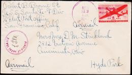 1943. USS SANTA FE F DIR NOV 13 1943 US NAVY 6 CENTS AIR MAIL. PASSED BY NAVAL CENSOR  (Michel: 500) - JF177434 - Poststempel