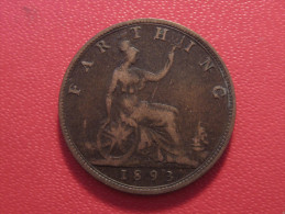 Grande-Bretagne - UK - Farthing 1893 Victoria 6048 - B. 1 Farthing