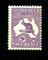 AUSTRALIA - 1932  KANGAROO   9 D.  SMALL MULTIPLE  WATERMARK  MINT NH  SG108 - Mint Stamps