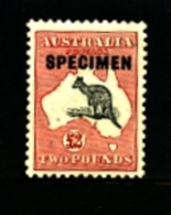 AUSTRALIA - 1930  KANGAROO  £ 2  SMALL MULTIPLE  WATERMARK  OVERPRINTED  SPECIMEN Type D MINT NH  SG114 - Neufs