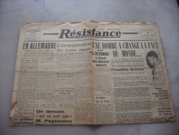 Resistance Edition De 5 H    Mercredi 8 Aout  1945 - Andere & Zonder Classificatie