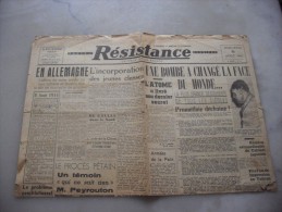 Resistance Edition De 5 H    Mercredi 8 Aout  1945 - Sonstige & Ohne Zuordnung