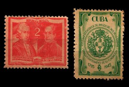 E)1945 CUBA, LUIS DE LAS CASAS AND LUIS MARIA PENALYER,  SEAL OF THE SOCIETY, SESQUICENTENARY OF THE FOUNDING OF THE ECO - Gebruikt