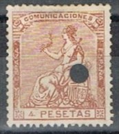 Sello 4 Pts Alegoria Republica, Perforado Telegrafos , Num 139t º - Used Stamps