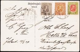 1907. Two Kings. 6 Aur Grey. Perf. 12 3/4, Wm. Crown + 1 Eyr + 4 Aur  Brjefspjald Umneb... (Michel: 52) - JF181836 - Covers & Documents