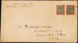1921. Surcharge. King Christian IX. 20 Aur On 25 Aur Green/brown 2 Ex. REYKJAVIK To Nor... (Michel: 106) - JF181821 - Lettres & Documents