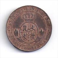 ESPAGNE - 2 1/2 Centimos  1867 - First Minting