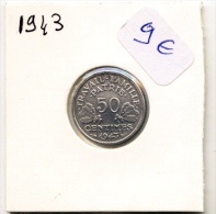 50 Centimes  Etat Français  1943  TTB+/SUP - 50 Centimes