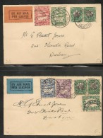 SOUTH AFRICA - 1925 Biplan - AIR MAIL Yvert # 1/5 + Franking On 2 COVERS -CAPETOWN To DURBAN - Sanabria Expert Cancel - Lettres & Documents