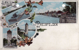 AK Rheinfelden -GRUSS AUS RHEINFELDEN Mit SALMENWAAGE, MESSERTHURM.  -seltene  L I T H O !!!! - Rheinfelden