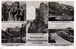 Elbsandsteingebirge - S/w Mehrbildkarte 4 - Bastei (sächs. Schweiz)