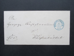 Altdeutschland Braunschweig 1862 Blauer K2 Stempel. Braunschweig Und Wolfenbüttel. Mit Siegelmarke Mit Wappen - Brunswick