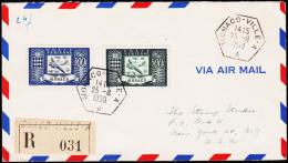 1950. POSTE AERIENNE 300 F + 500 F MONACO-VILLE-A 25 - 8- 1950. To USA.  (Michel: 394-395) - JF182214 - Brieven En Documenten