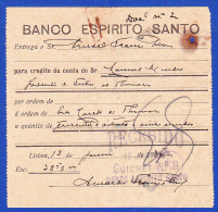 Portugal, Bank Deposit Document / Document Dépôt Bancaire - Banco Espírito Santo, 1933 - Schecks  Und Reiseschecks
