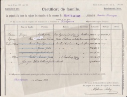 Montfaucon Jura - Franches-Montagnes, Doc. Ancien Certificat De Famille Jeangros En 1913 ; Format Pet'A4 (13´827) - Montfaucon