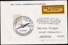 1928. 10 C LUFTPOSTEXP. Nr. 1 FEMTE TUREN STOCKHOLM-LONDON 5-IX-28. + AIR POST OFFICE L... (Michel: 111) - JF182235 - Poste Aérienne