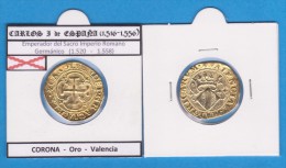 ESPAÑA (época Medieval)  CARLOS I De España (1.516-1.556)  CORONA-Oro-Valencia SC/UNC Réplica T-DL-11.469 - First Minting