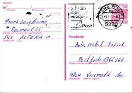 BERLIN. Carte Pré-timbrée Avec Oblitération De 1987. Château De Rheydt. Oblitération De Altena Westf. - Cartes Postales - Oblitérées