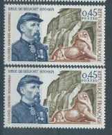 [13] Variété :  N° 1660 Siège De Belfort Denfert-Rochereau Bleu Au Lieu De Bleu Foncé + Normal ** - Unused Stamps