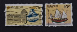 2 Timbres Oblitérés Singapour - Singapore (1959-...)