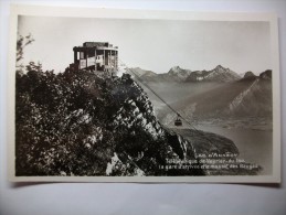 Carte Postale Téléphérique De Veyrier Du Lac D'Annecy La Gare D'arrivée Et Le Massif Des Bauges (tampon Du Télépherique) - Veyrier