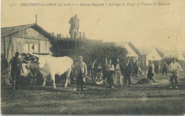 91 - Brétigny-sur-Orge ; Station- Magasin - Attelage De Boeufs Et Voiture De Bourrées. - Bretigny Sur Orge