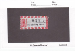 Einschreibezettel R -  Deutschland -   637a - 353  Warburg, Westf 1 - R- & V- Labels