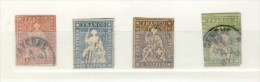 SUISSE # HELVETIA ASSISE # LOT DE 4 TIMBRES OBLITERES # - Usati