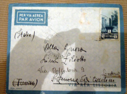 STORIA POSTALE -BUSTA COVER - ADDIS ABEBA ITALIA     AEREA   1 LIRA  1938 - Aethiopien