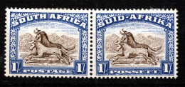 SOUTH AFRICA 1947   1/-    PAIR MH  DENTS At  BOTTOM REINFORCED - Nuevos