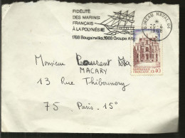 ENVELOPPE  F CACHET BUREAU NAVAL   1968  ET FIDELITE DES MATINS  FRANCAIS A LA POLYNESIE  GROUPE AFFA - Schiffspost