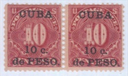 1899-109 CUBA US OCCUPATION. 1899. Ed.4. 10c POSTAGE DUE PAIR. LEVES MANCHAS - Ungebraucht