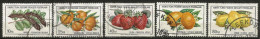 Turkish Cyprus 1976 - Mi. 29-33 O, Fruits: Carobs, Mandarins, Strawberries, Oranges, Lemons - Gebraucht
