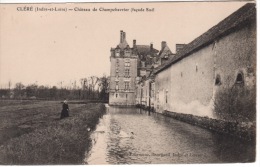 37 - CLÉRÉ LES PINS -  CHATEAU DE CHAMPCHEVRIER  FACADE SUD - CIGNES DANS LES DOUVES - Cléré-les-Pins