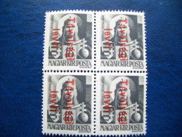 Hungary, 1945, Block Of 4, Overprinted. - Service