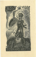 Ex Libris Fernand Heitz Bois Gravés De Ernest Huber Strasbourg Personnage Antique - Ex-Libris