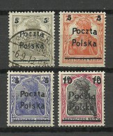 POLEN Poland 1919 = 4 Werte Aus Michel 130 - 134 */o - Unused Stamps
