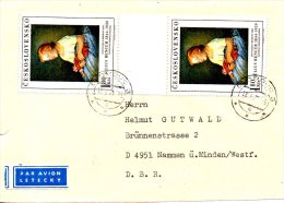 TCHECOSLOVAQUIE. N°1759 De 1969 Sur Devant D'enveloppe Ayant Circulé. Poupée/Tableau De Bencur. - Bambole