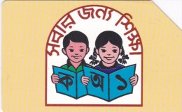 Bangladesh, BAN-07, 50 Units, Children Reading A Book (Thin Magnetic Band - Text On 3 Line, 2 Scans. - Bangladesh